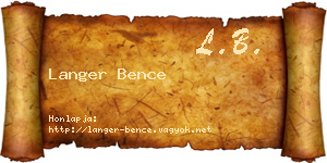 Langer Bence névjegykártya